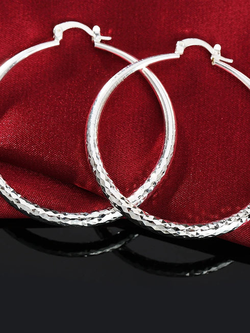 925 Sterling Silver Circle Hoop Earrings – 5CM Elegant Design