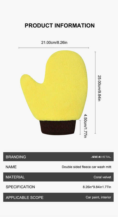 Double-Faced Coral Fleece Car Wash Glove for Auto Cleaning