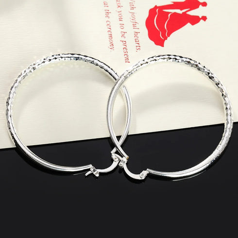 925 Sterling Silver Circle Hoop Earrings – 5CM Elegant Design