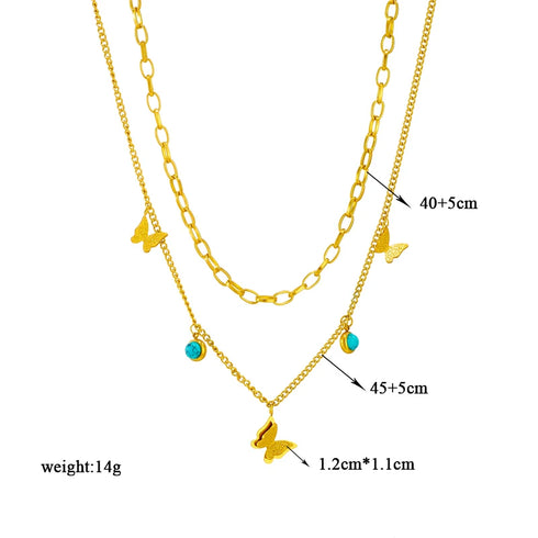 316L Stainless Steel Butterfly Moon Pendant Necklace