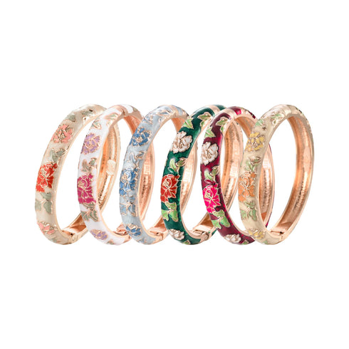Enameled Flower Bracelet for Women – Elegant Bangle Jewelry