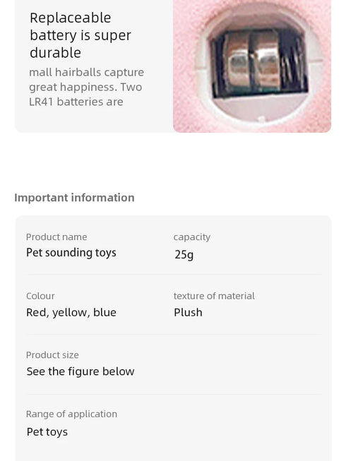 Smart Plush Electric Catnip Toy – Touch-Activated Squeak Ball