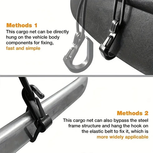 10"x11" Motorcycle Bungee Cargo Net with Hooks for Helmet & Luggage Storage