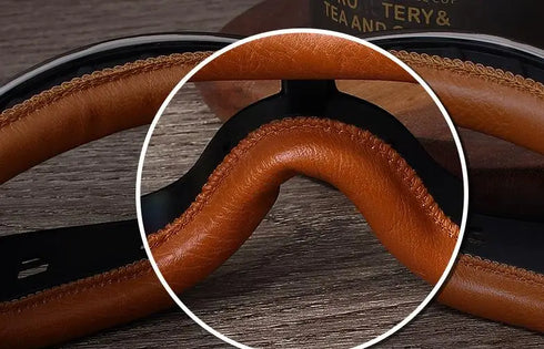 Windproof Retro Motorcycle Glasses - Folding Leather Sunglasses
