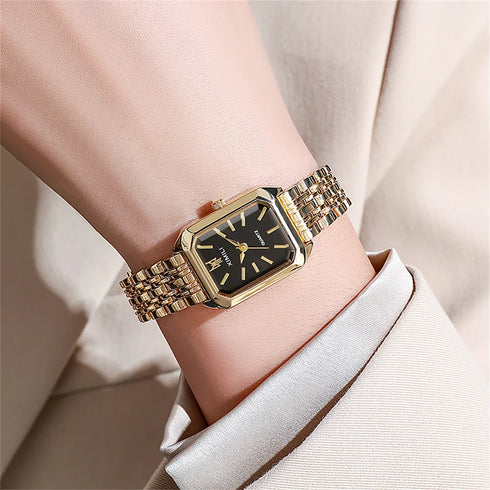 Luxury Square Quartz Watch for Women – Gold Plated Elegance