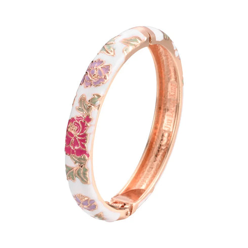 Enameled Flower Bracelet for Women – Elegant Bangle Jewelry