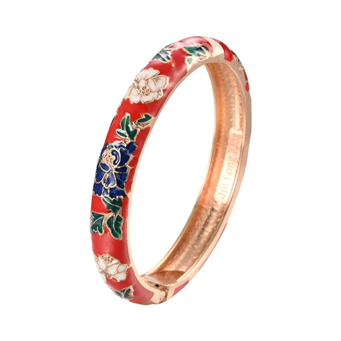Enameled Flower Bracelet for Women – Elegant Bangle Jewelry