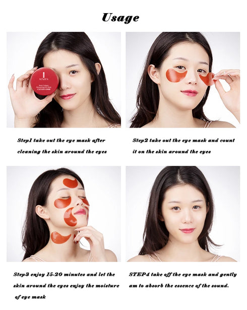 60pcs Gold Collagen Eye Masks – Moisturizing, Anti-Dark Circles & Eye Bags