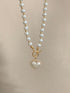 Elegant Pearl Heart Pendant Necklace – Luxury Korean Jewelry