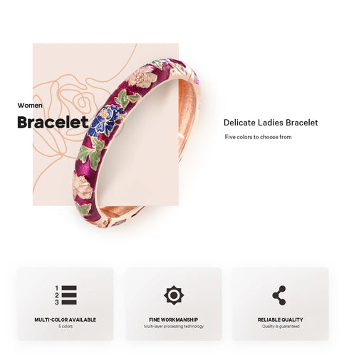 Enameled Flower Bracelet for Women – Elegant Bangle Jewelry