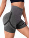 Stretchy high-waist workout shorts for women, ideal for yoga and gym sessions.