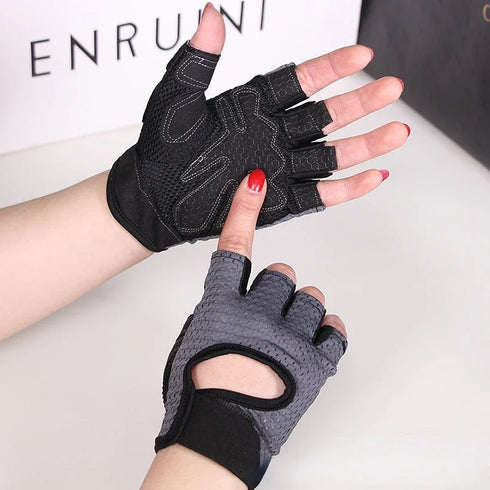 Breathable anti-slip cycling fingerless gloves for men and women. Ideal for biking and outdoor activities.