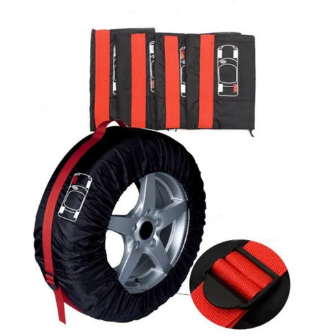 Universal car spare tire cover for storage and protection.