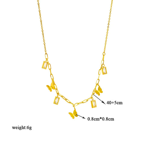 316L Stainless Steel Butterfly Moon Pendant Necklace