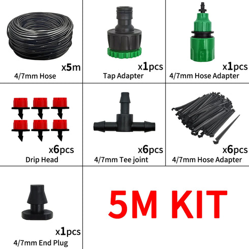 20M Micro Drip Irrigation System with Adjustable Drippers & Misting Watering Kit