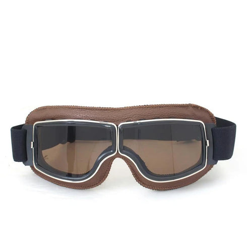 Windproof Retro Motorcycle Glasses - Folding Leather Sunglasses