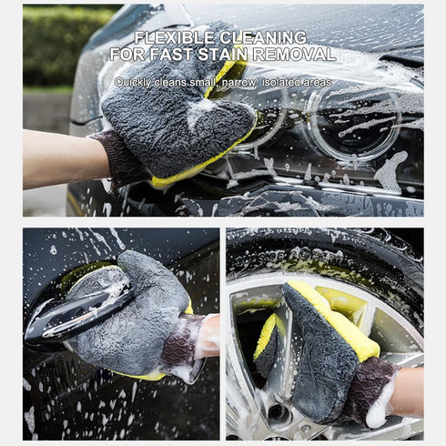 Double-Faced Coral Fleece Car Wash Glove for Auto Cleaning