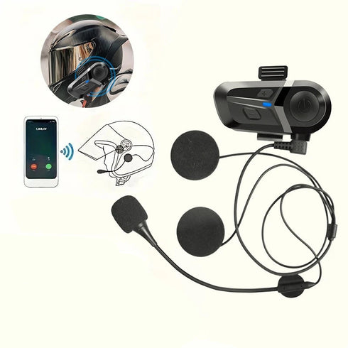 Motorcycle helmet headset with Bluetooth 5.3 technology, offering wireless handsfree earphones for enhanced riding experience.