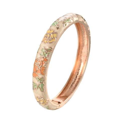 Enameled Flower Bracelet for Women – Elegant Bangle Jewelry