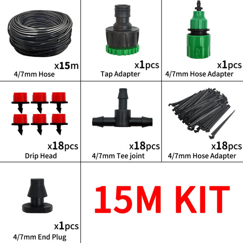 20M Micro Drip Irrigation System with Adjustable Drippers & Misting Watering Kit