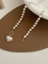Elegant Pearl Heart Pendant Necklace – Luxury Korean Jewelry