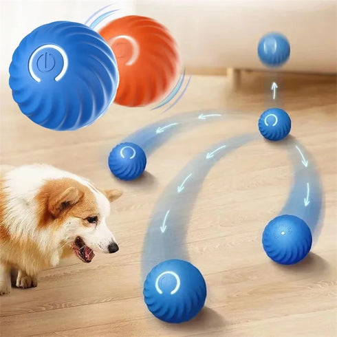 Smart dog toy ball, interactive and USB rechargeable, designed for playful dogs with automatic bouncing and movement.