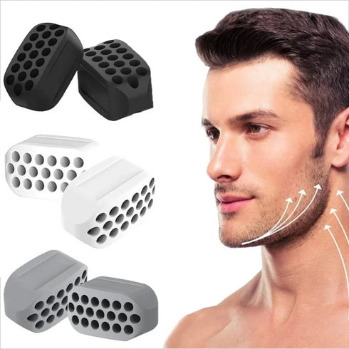 Durable silicone chew device for enhancing jawline and reducing facial fat.