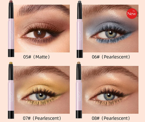 12-Color Pearlescent Eyeshadow & Eyeliner Pencil – Waterproof & Long-Lasting