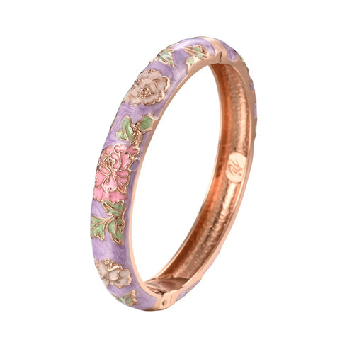 Enameled Flower Bracelet for Women – Elegant Bangle Jewelry