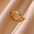 Zircon Geometric Heart Ring – Gold Stainless Steel Jewelry
