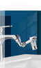 Close-up of a swivel kitchen faucet attachment featuring a 1080° rotating arm and filtration system.