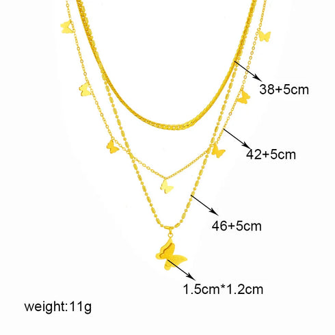 316L Stainless Steel Butterfly Moon Pendant Necklace