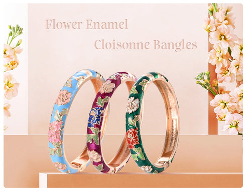 Enameled Flower Bracelet for Women – Elegant Bangle Jewelry