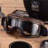 Windproof retro motorcycle glasses with folding leather design, suitable for helmets and outdoor riding.