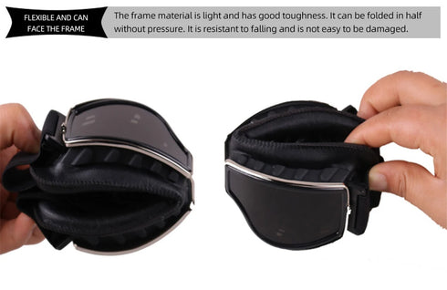 Windproof Retro Motorcycle Glasses - Folding Leather Sunglasses
