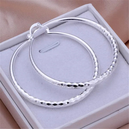 925 Sterling Silver Circle Hoop Earrings – 5CM Elegant Design