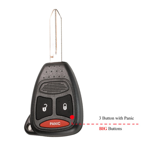 Jingyuqin Car Key Shell Case for Chrysler, Dodge, RAM, Jeep - 2/3/4/5/6 Buttons