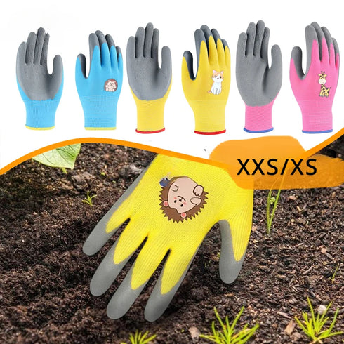 Kids Waterproof Garden Work Gloves - Non-Slip Safety Yard Gloves