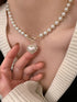 Elegant Pearl Heart Pendant Necklace – Luxury Korean Jewelry