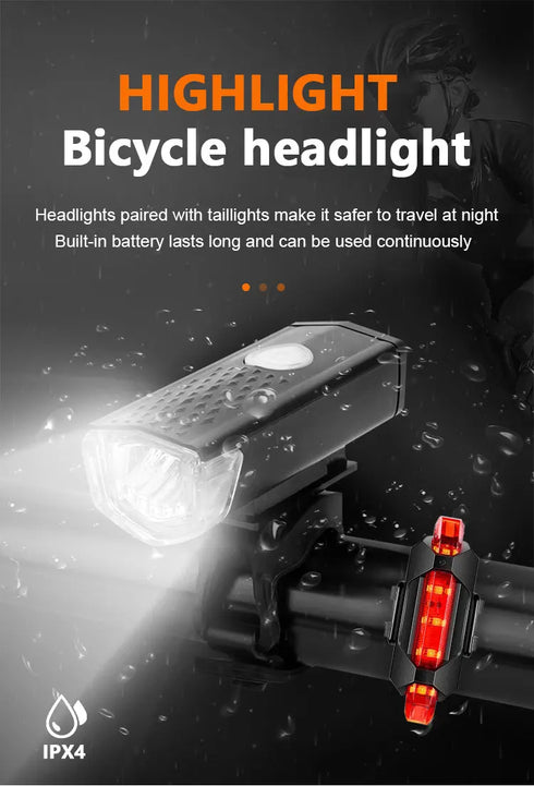USB Rechargeable Bike Light Set