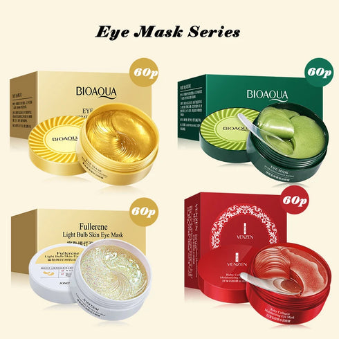 60pcs Gold Collagen Eye Masks – Moisturizing, Anti-Dark Circles & Eye Bags