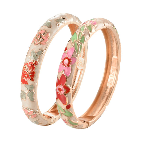 Enameled Flower Bracelet for Women – Elegant Bangle Jewelry