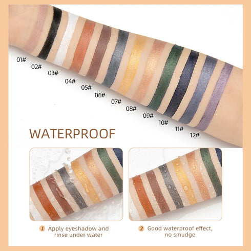 12-Color Pearlescent Eyeshadow & Eyeliner Pencil – Waterproof & Long-Lasting