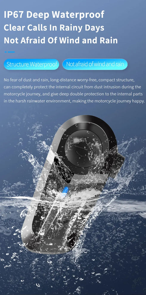 Bluetooth 5.3 Motorcycle Helmet Headset, Wireless Handsfree Earphones