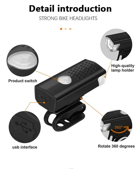 USB Rechargeable Bike Light Set