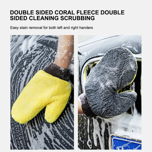 Double-Faced Coral Fleece Car Wash Glove for Auto Cleaning