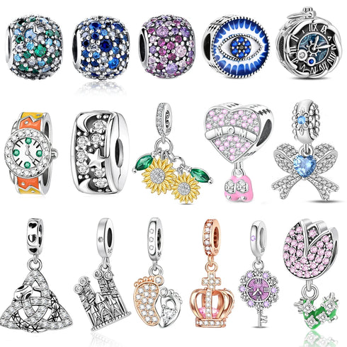 Authentic 925 Sterling Silver Star, Moon & Sun Charm