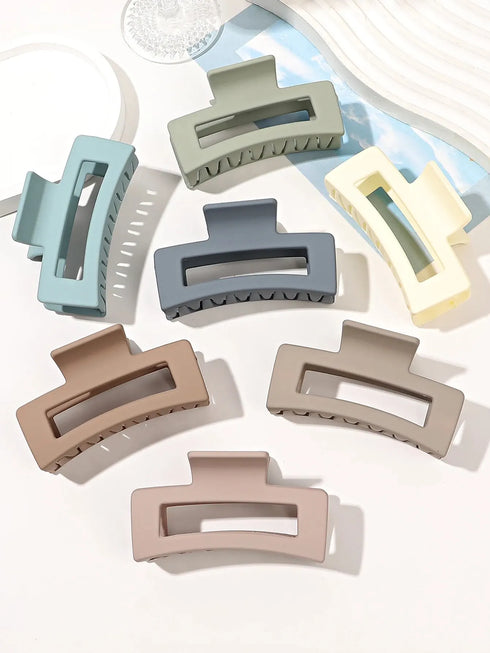 7 Pcs Big Hair Claw Clips – 3.4" Non-Slip Matte Square Clips