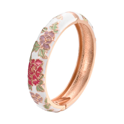 Enameled Flower Bracelet for Women – Elegant Bangle Jewelry