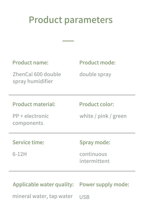 600ml USB Air Humidifier with Double Spray Ports & Essential Oil Diffuser